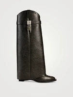 Shark Lock Cowboy Leather Knee-High Boots