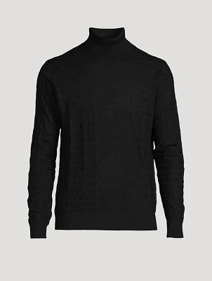 Wool Logo Jacquard Turtleneck