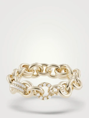 Medium 18K Gold Fused Serpens Ring With Pavé Diamonds