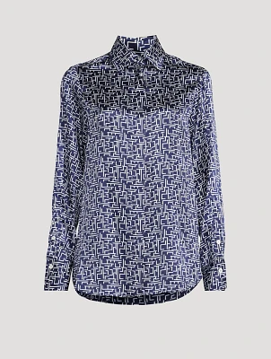 Silk Shirt Abstract Print