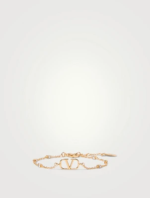 VLogo Chain Bracelet With Crystals