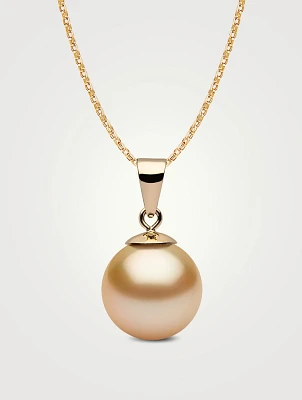 Classic 18K Gold Golden South Sea Pearl Pendant Necklace