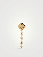 14K Gold Multi Diamond Baguette Chain Stud Earring