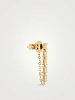 14K Gold Multi Diamond Baguette Chain Stud Earring