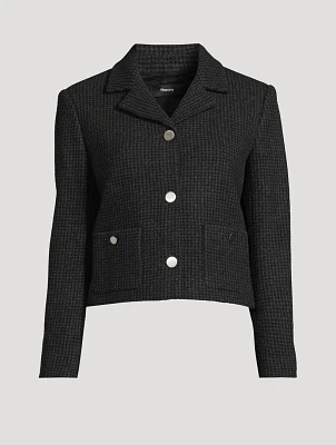 Boxy Herringbone Blazer