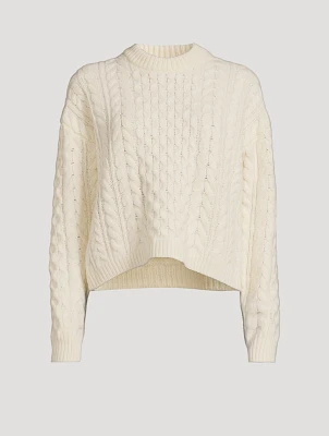 Cable-Knit Felted Wool Cashmere Sweater
