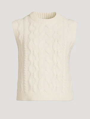 Cable-Knit Felted Wool Cashmere Sweater Vest