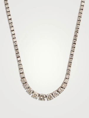 Estate 18K White Gold Graduated Diamond Tennis Necklace