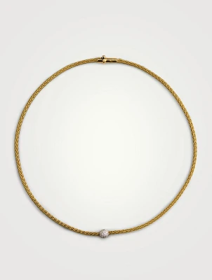 Estate 18K Gold Diamond Ball Choker Necklace