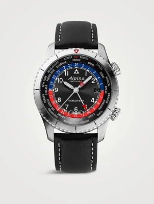 Startimer Pilot Stainless Steel Leather Strap Watch