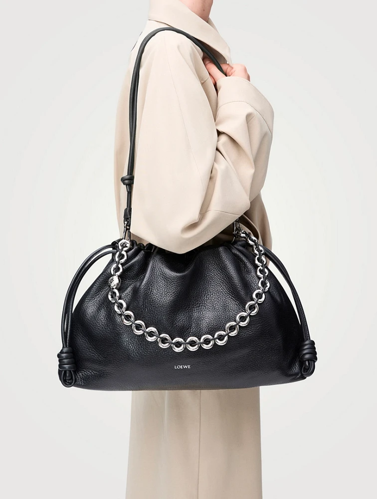 Large Flamenco Leather Purse With Donut Chain