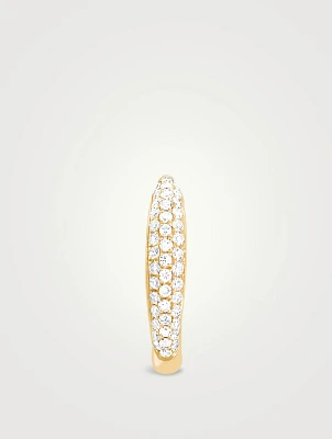 14K Gold Dome Huggie Earring With Diamonds
