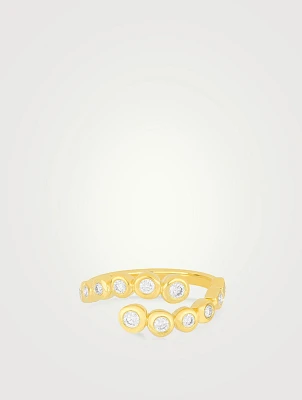 14K Gold Graduated Diamond Pillow Wrap Ring