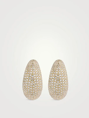 14K Gold Pavé Diamond Jumbo Dome Huggie Earrings