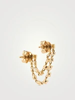 14K Gold Baguette Double Diamond Chain Stud Earring