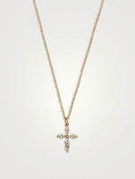 14K Gold Diamond Cross Pendant Necklace