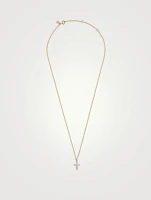 14K Gold Diamond Cross Pendant Necklace