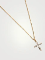 14K Gold Diamond Cross Pendant Necklace