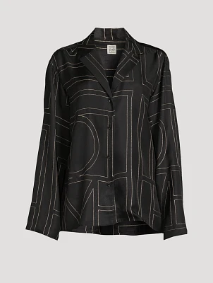 Silk Pajama Shirt Monogram Print