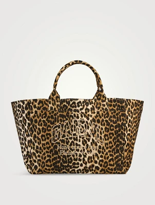 XXL Canvas Tote Bag In Leopard Print