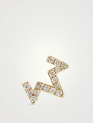 Aztec 14K Gold  Left Zig Zag Single Stud Earring
