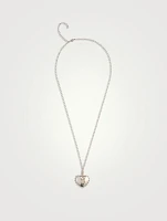 Dew Drop Silver Large Heart Locket Necklace