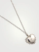 Dew Drop Silver Large Heart Locket Necklace