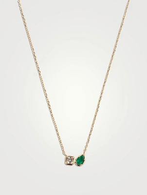 Mélia 14K Gold Emerald Toi Et Moi Necklace