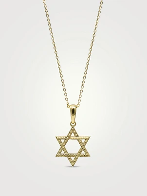 Dew Drop 14K Gold Star of David Charm Necklace
