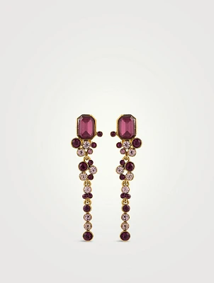 Emerald Cut And Round Cluster Drop Earrings