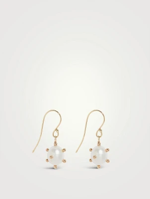 Recycled 14K Gold Oval Pearl Drop Earrings