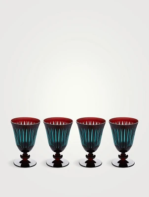 Set Of Four Prism Wine Glasses