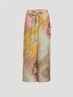 Tallow Printed Silk Wide-Leg Pants