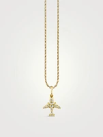 14K Gold Airplane Charm Necklace With Diamonds