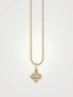 14K Gold Mini Moroccan Charm Necklace With Diamonds