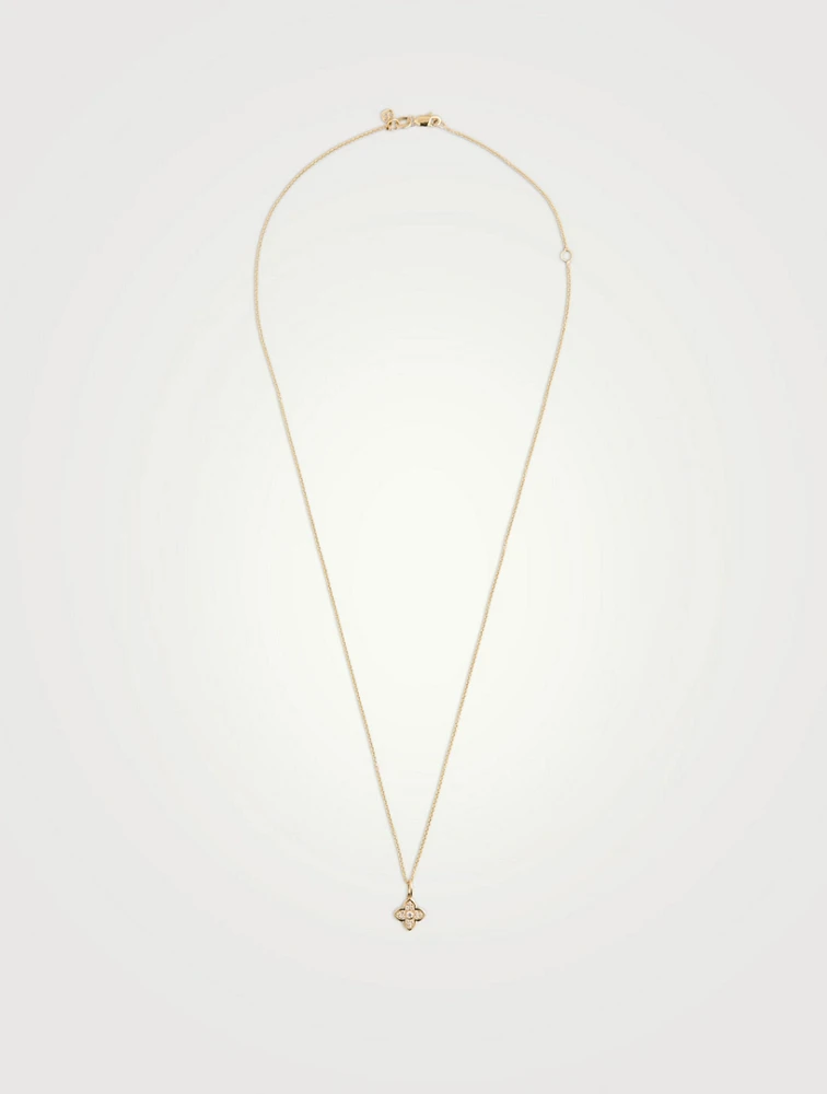 14K Gold Mini Moroccan Charm Necklace With Diamonds