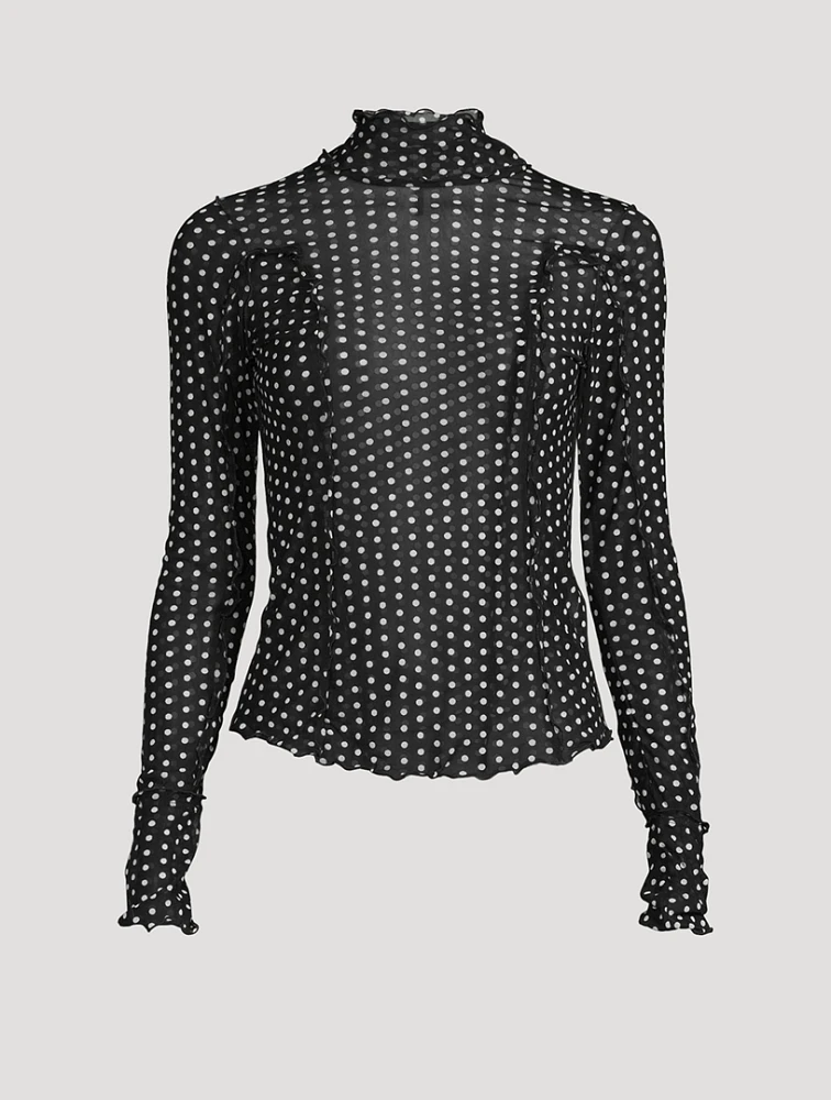 Charlie Mesh Top Polka Dot Print