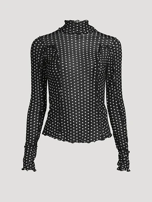 Charlie Mesh Top Polka Dot Print