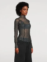 Charlie Mesh Top Polka Dot Print
