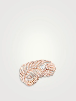 Plume De Paon Rose Gold Ring With Diamonds