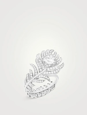 Plume De Paon White Gold Ring With Diamonds