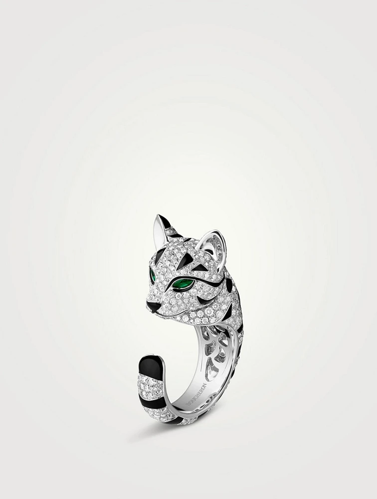 Fuzzy The Leopard White Gold Ring With Diamonds
