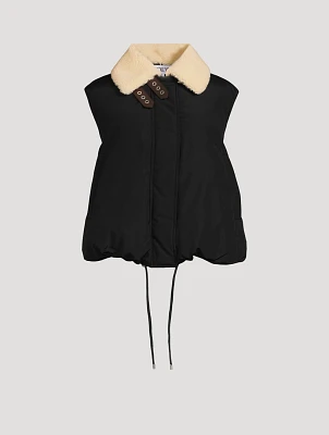 Shearling-Trimmed Puffer Vest