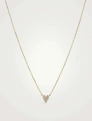 14K Gold Mini Heart Pavé Diamond Necklace