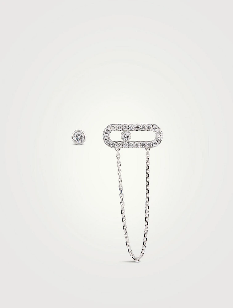 Move Uno 18K White Gold Chain And Stud Earrings With Diamonds