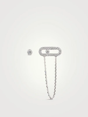 Move Uno 18K White Gold Chain And Stud Earrings With Diamonds