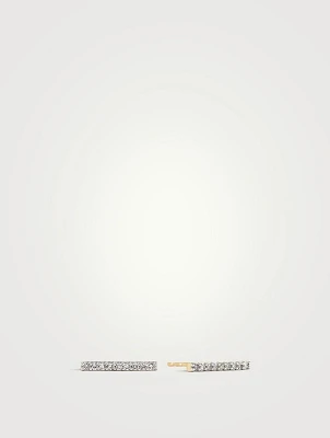 14K Gold Pavé Diamonds Long Bar Stud Earrings