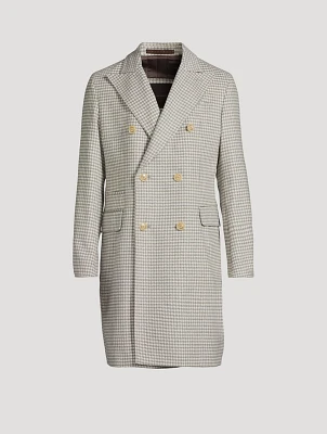 Cantro Double-Breasted Coat Houndstooth Print