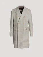 Cantro Double-Breasted Coat Houndstooth Print