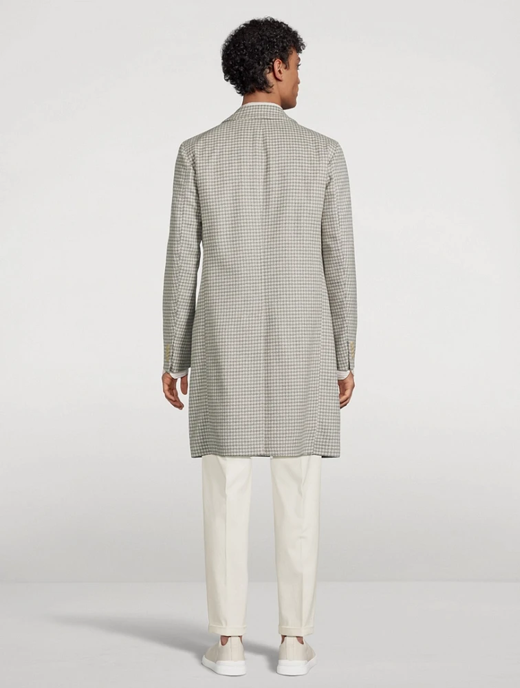 Cantro Double-Breasted Coat Houndstooth Print